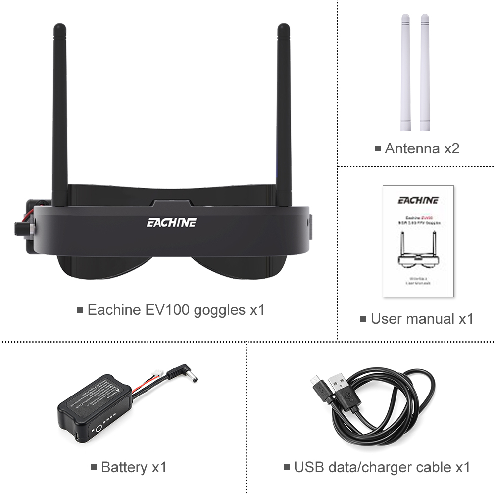 Eachine EV100 720*540 5.8G 72C - مراجعة Fpv Drone Goggles وسعره